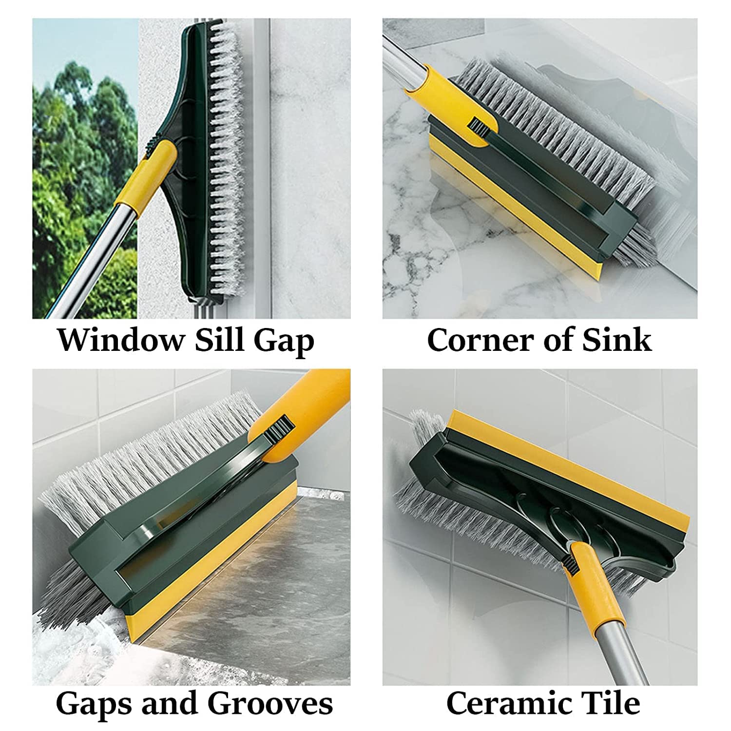 Antson Bathroom Cleaning Brush With Wiper, Tiles Cleaning Brush Bathroom Brush With Long Handle Tile Cleaner Brush, Floor Cleani